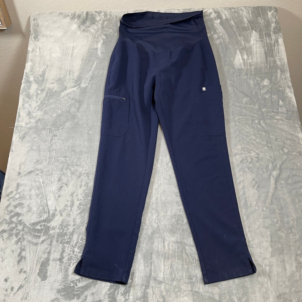 FIGS Maternity Scrub Pants Navy Blue Small W21SW2035 Over Belly Technical Col.